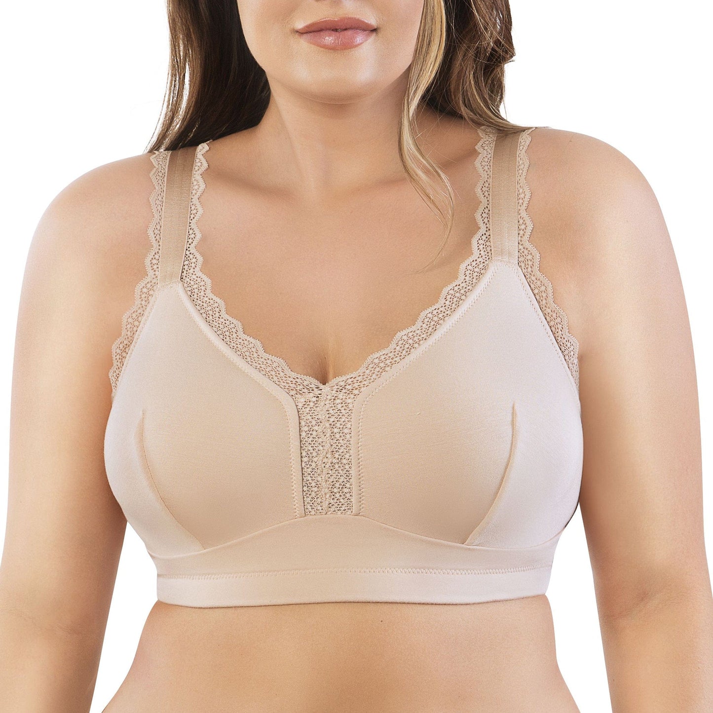Dalis Full Busted and Curvy Wire Free Bralette  - Bare