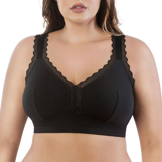 Dalis Full Busted and Curvy Wire Free Bralette  - Black