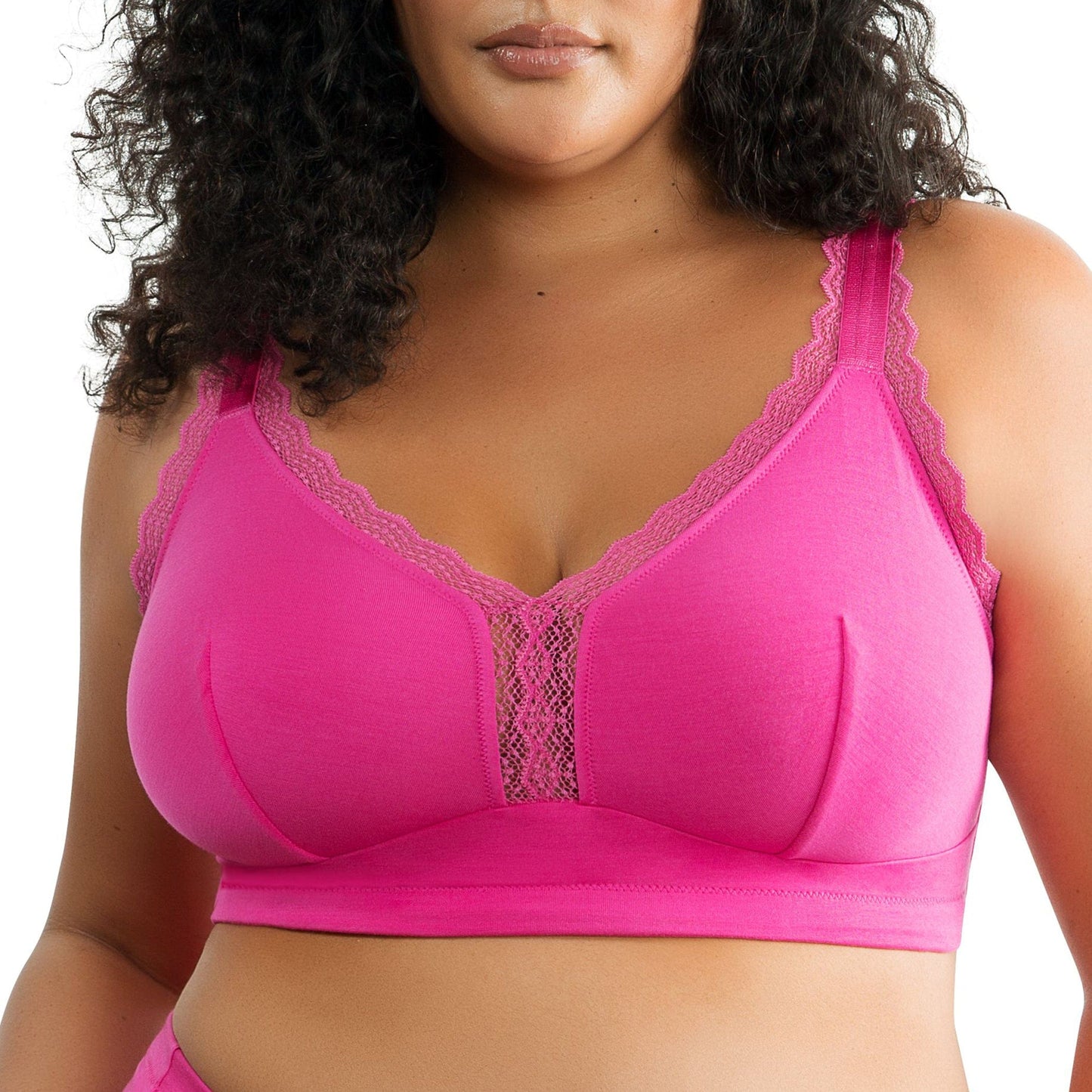 Dalis Full Busted and Curvy Wire Free Bralette  - Bright Pink