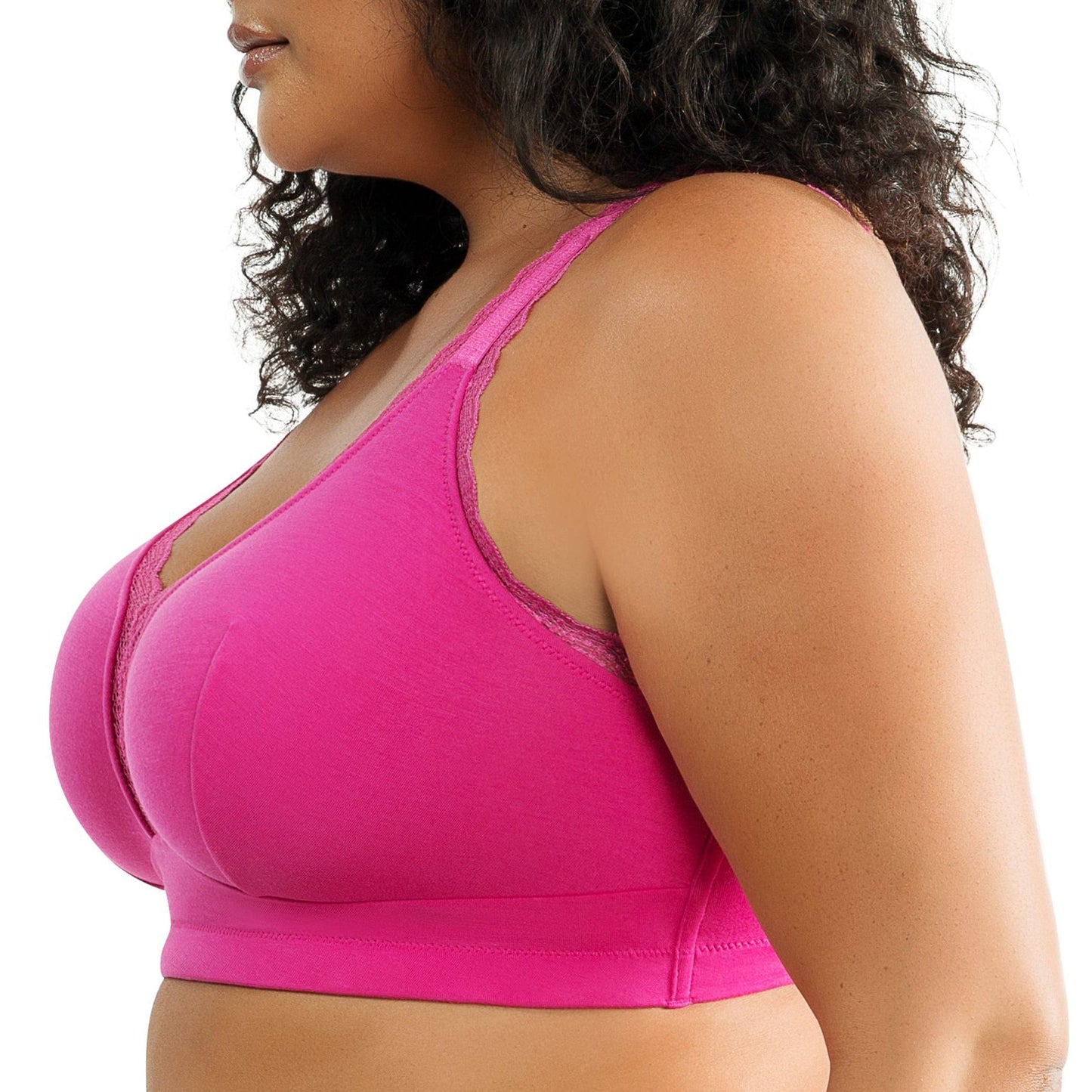 Dalis Full Busted and Curvy Wire Free Bralette  - Bright Pink