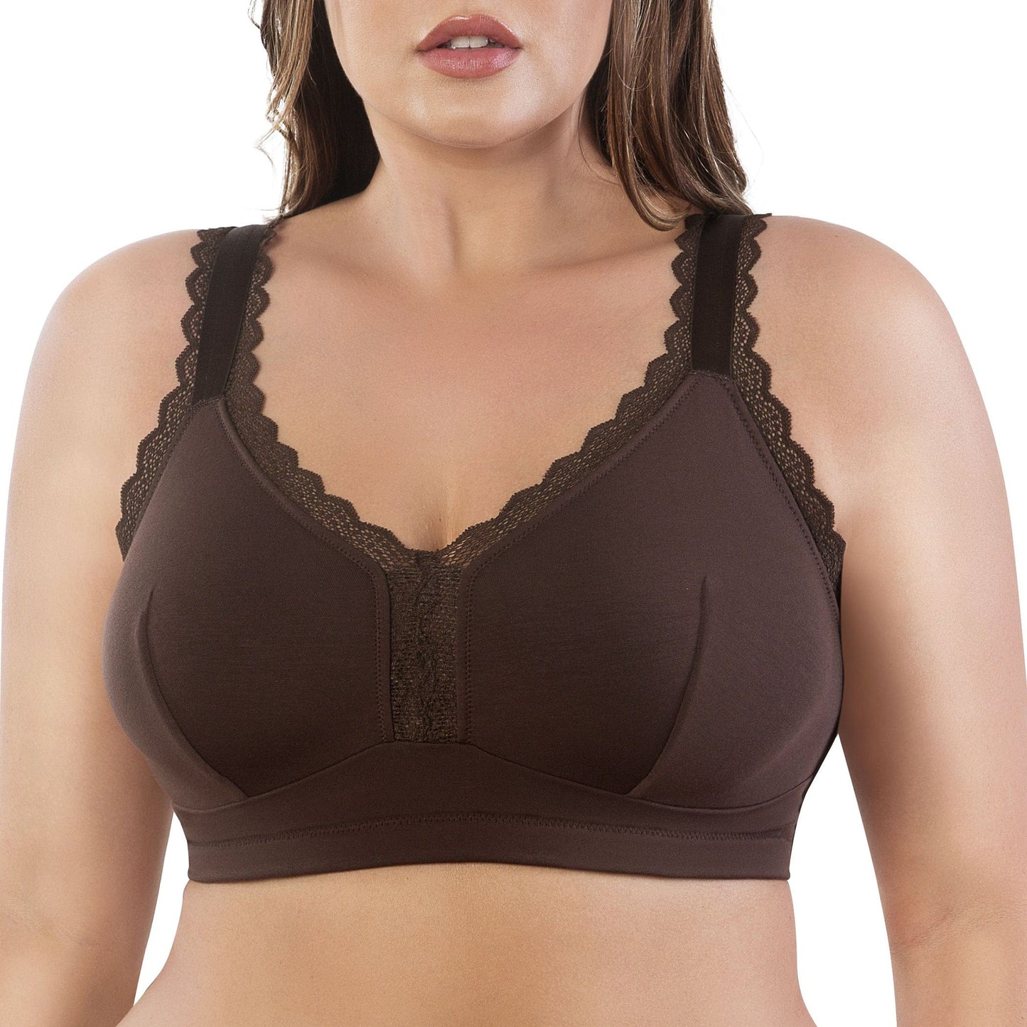 Dalis Full Busted and Curvy Wire Free Bralette  - Deep Nude