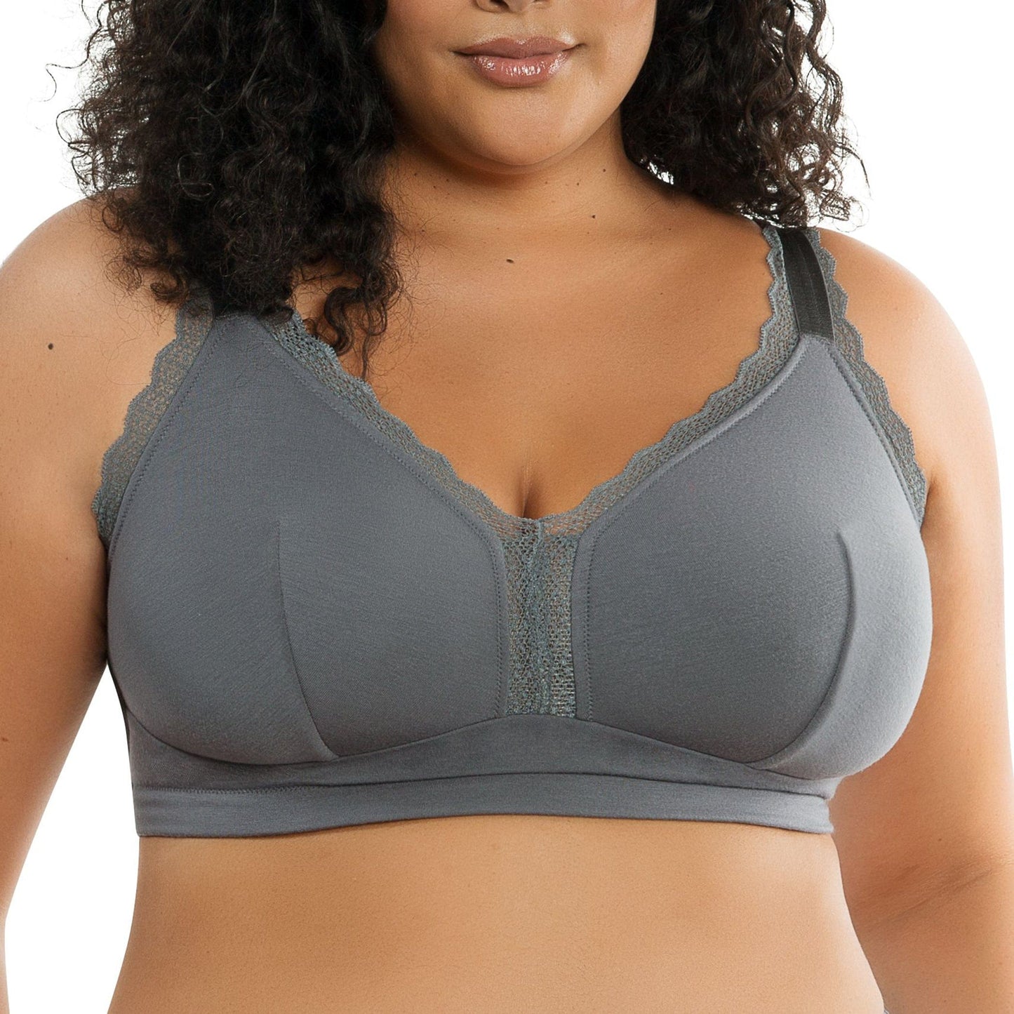 Dalis Full Busted and Curvy Wire Free Bralette  - Charcoal