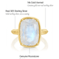 Sterling Silver Elongated Cushion Moonstone Cocktail Ring