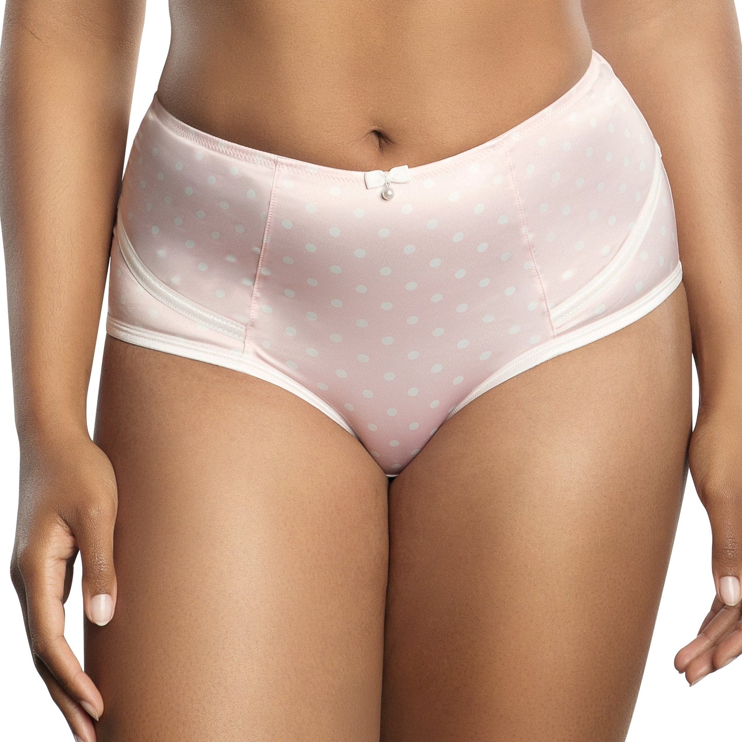 Charlotte Full Figured Curvy High Waist Brief Vintage  - Petal Pink Dot