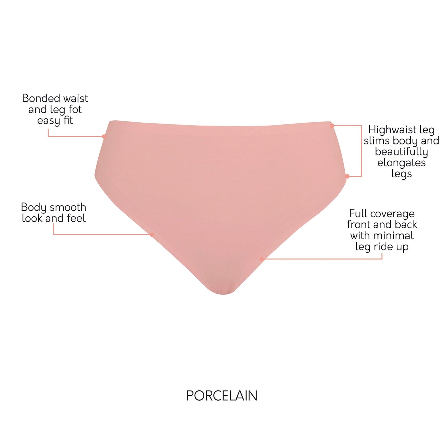 Bonded French Cut Body Smoothing  Panties with No Visible Panty Lines  - Porcelain