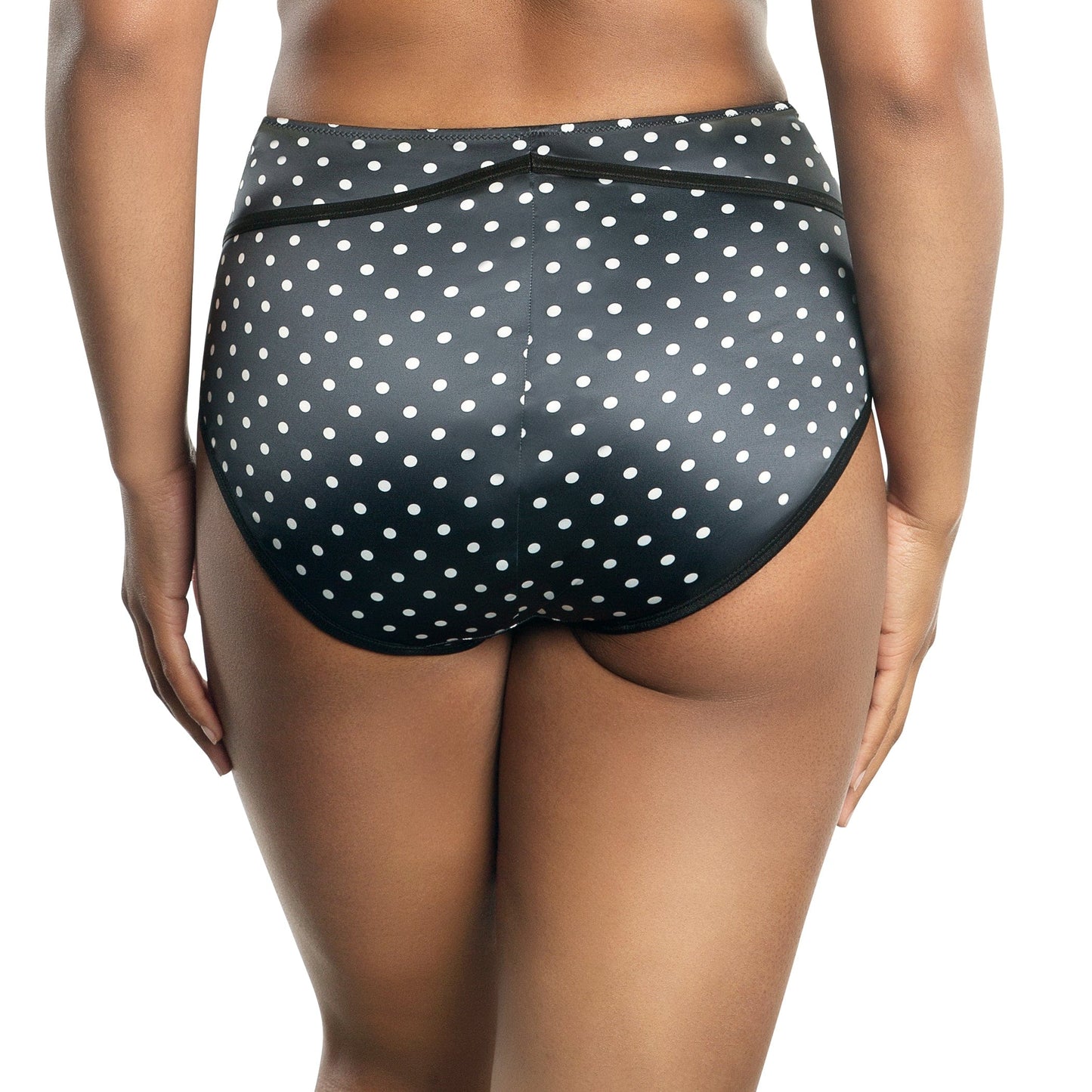 Charlotte Full Figured Curvy High Waist Brief Vintage  - Black Dot