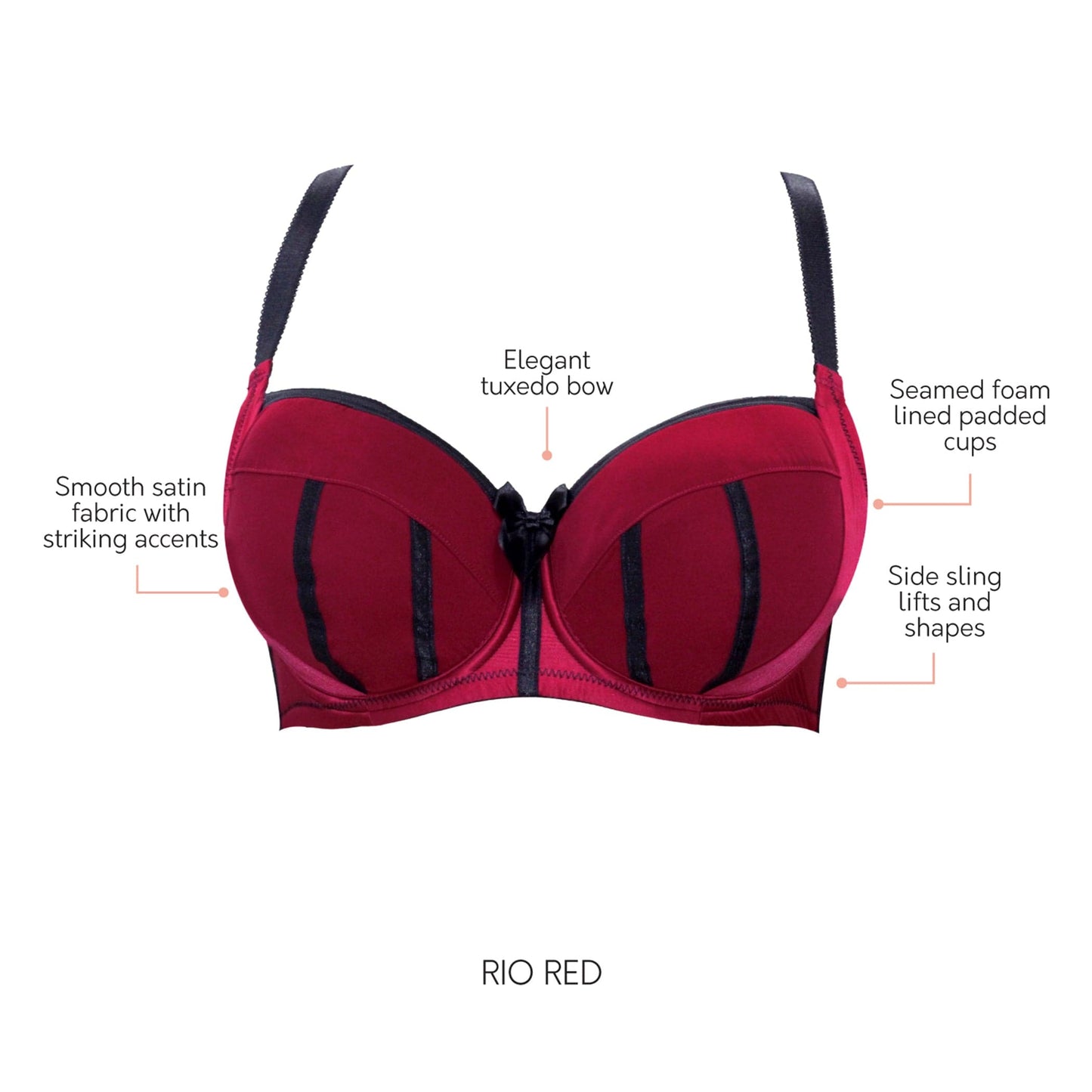 Charlotte Full Busted and Full Figured Sexy Padded Bra - Rio Red