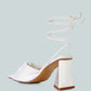 Primavera Ruched Triangular Heel Lace Up Sandal