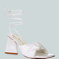 Primavera Ruched Triangular Heel Lace Up Sandal