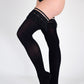 Keila: Fringe Opaque Black Thigh-High