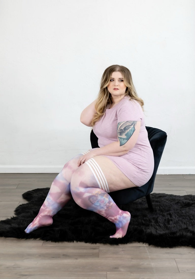 Madisen: Blue and Purple Tie Dye Thigh Highs
