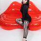 Jo: Footless Black Circle Fishnet Thigh Highs