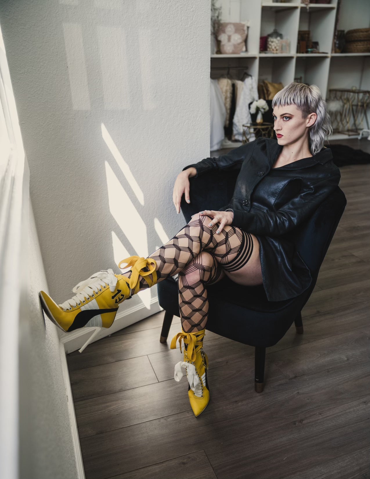 Cassandra: Layered Fence Net Thigh Highs