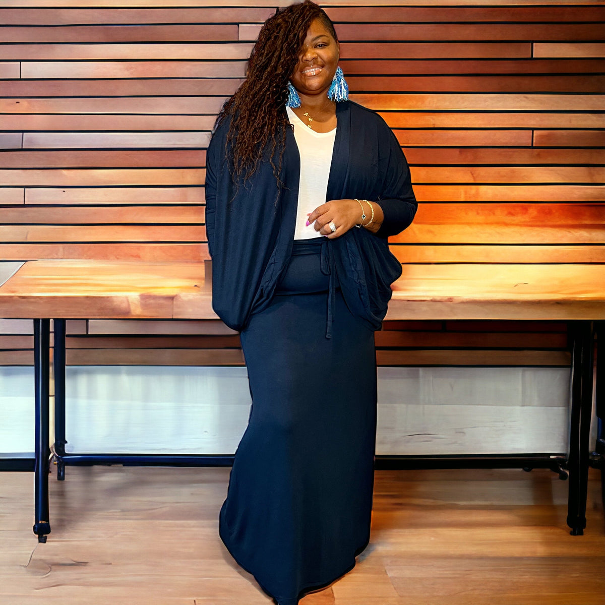 Cocoon Cardigan Maxi Skirt Set