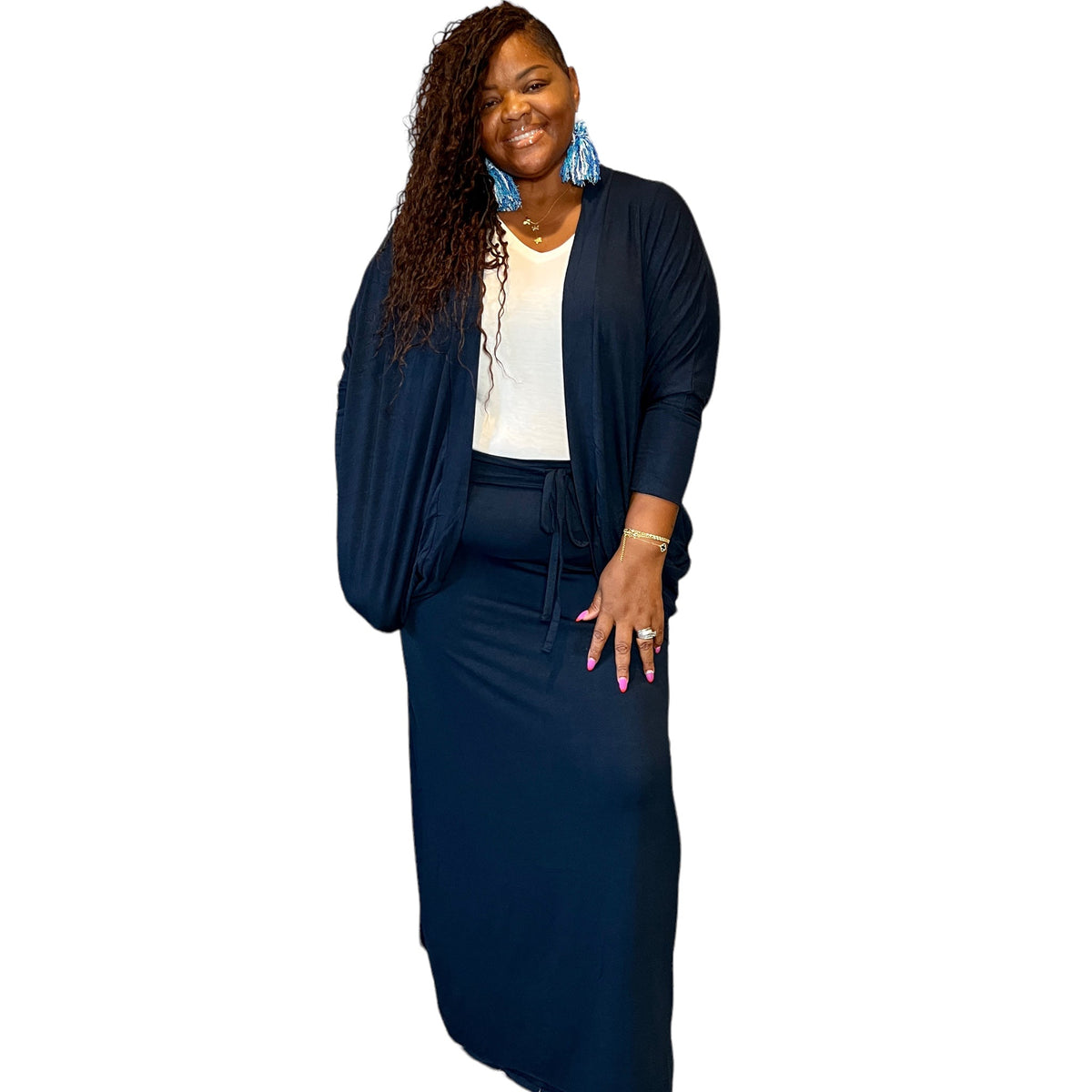 Cocoon Cardigan Maxi Skirt Set