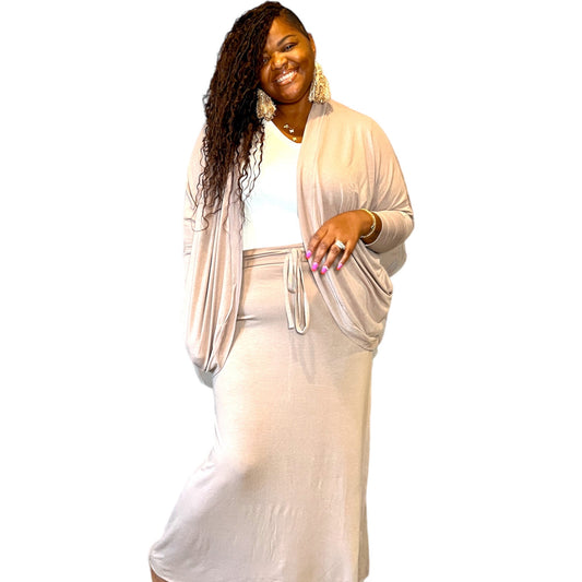 Cocoon Cardigan Maxi Skirt Set