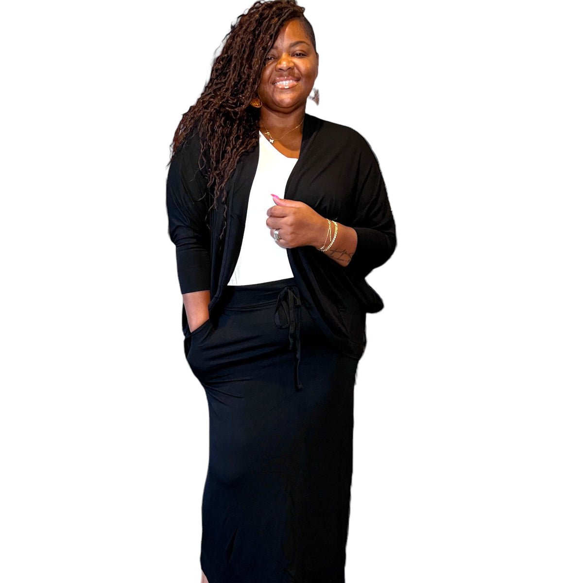 Cocoon Cardigan Maxi Skirt Set