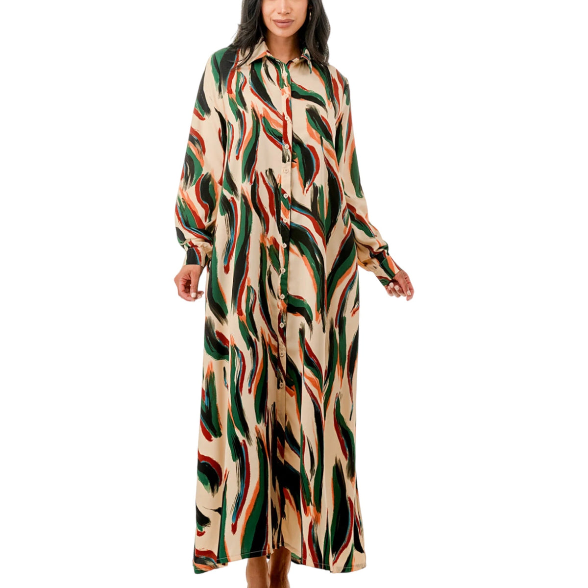 Brushed Long Sleeve Maxi Dress