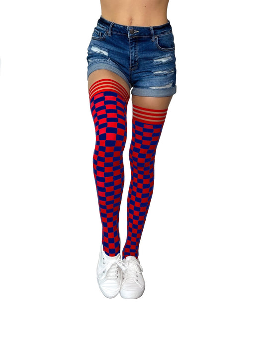 Game Day! - Red & Navy Thigh-Highs