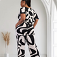 Lori Print Black and White Matching Pants Set With Pockets
