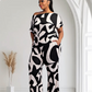 Lori Print Black and White Matching Pants Set With Pockets