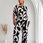 Lori Print Black and White Matching Pants Set With Pockets