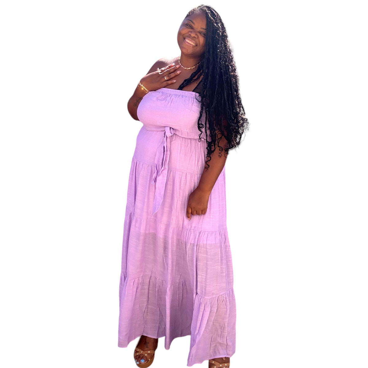 Lavender Tube Tiered Maxi Dress