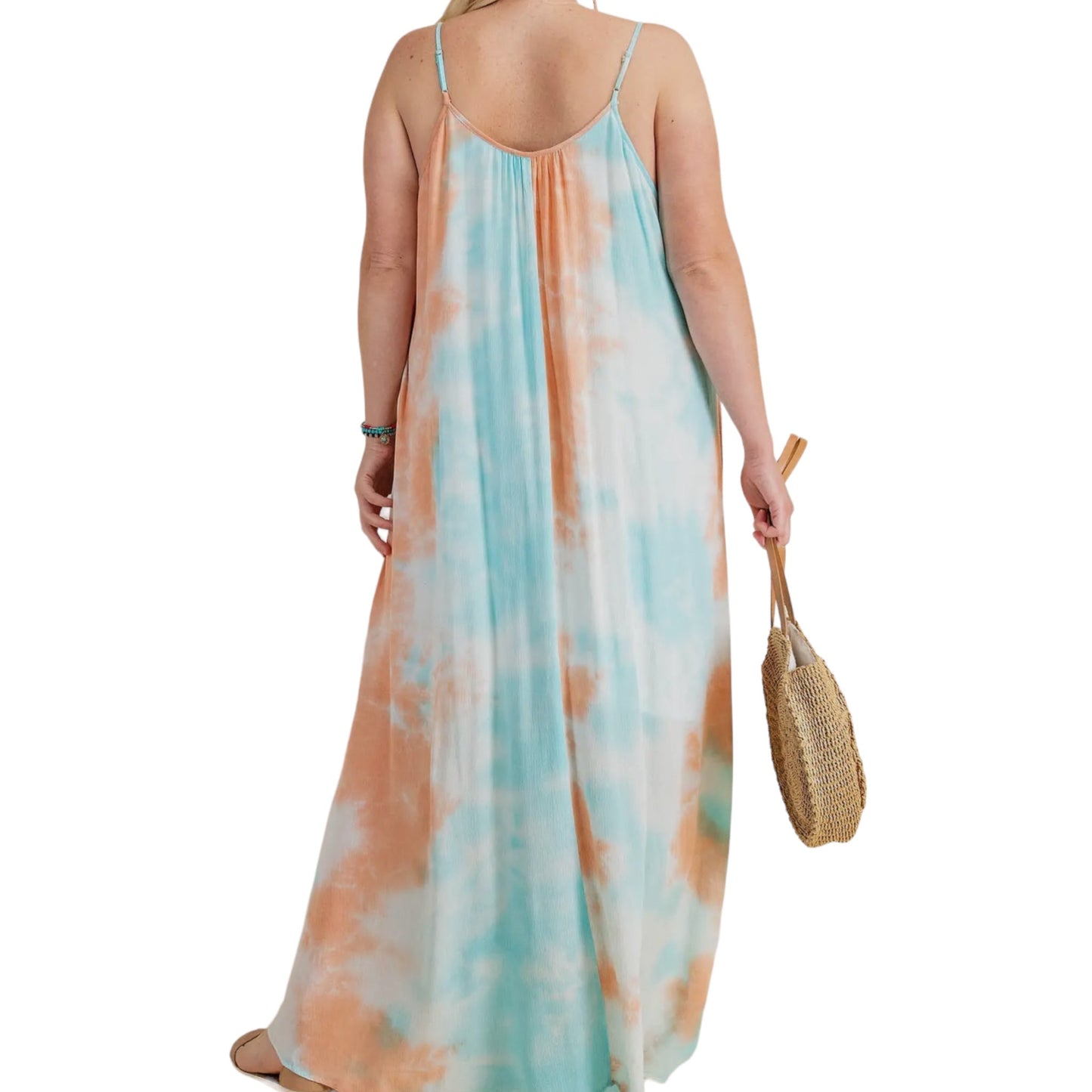 Strappy Ombre Tie Dye Maxi Dress