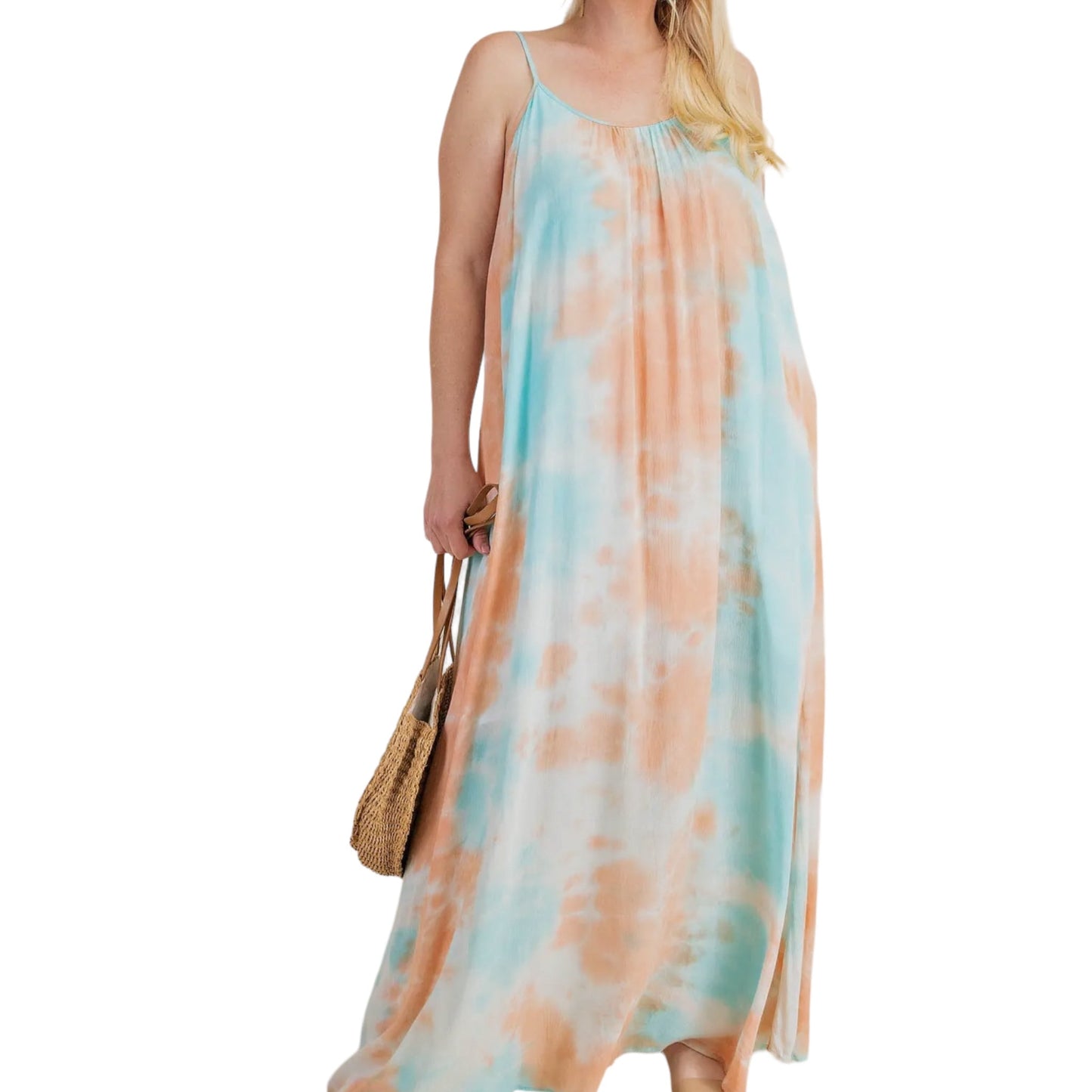 Strappy Ombre Tie Dye Maxi Dress
