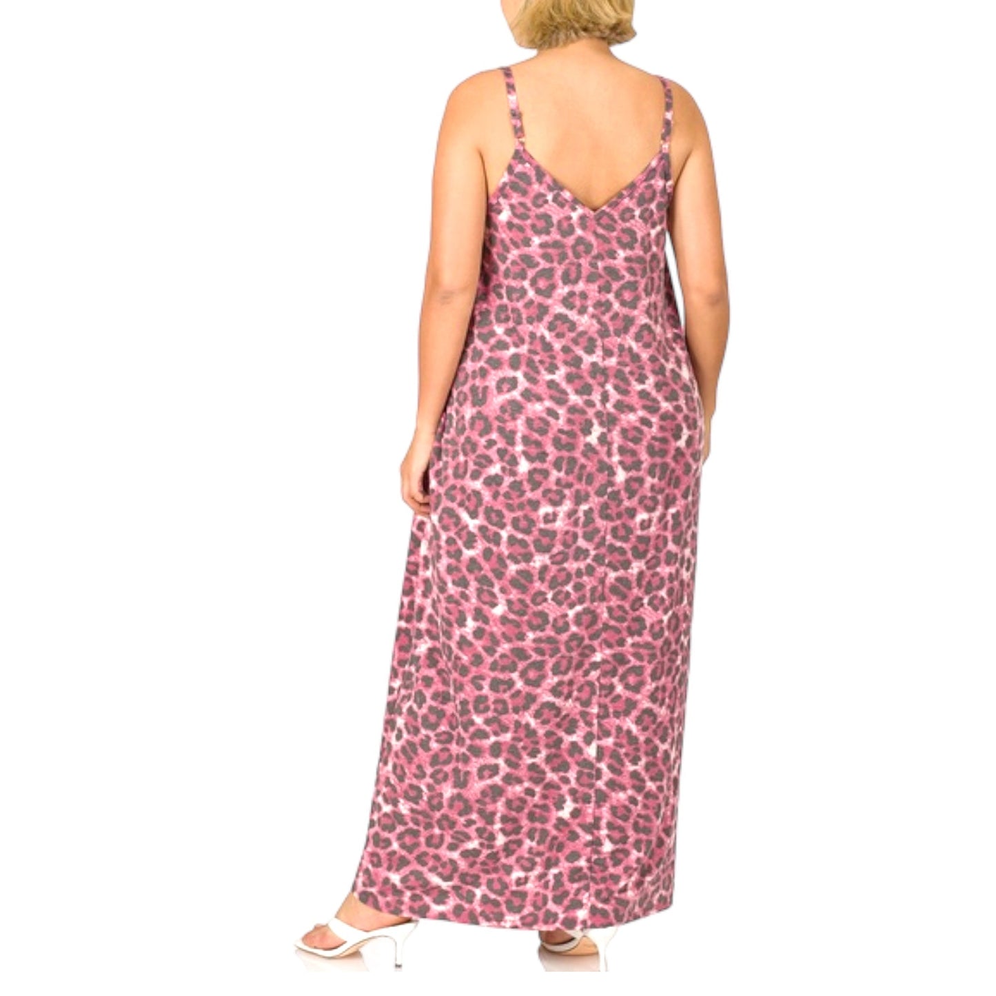 Leopard Print Adjustable Strap Maxi Dress