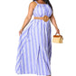 Blue And White Striped Tie Back Maxi Dress
