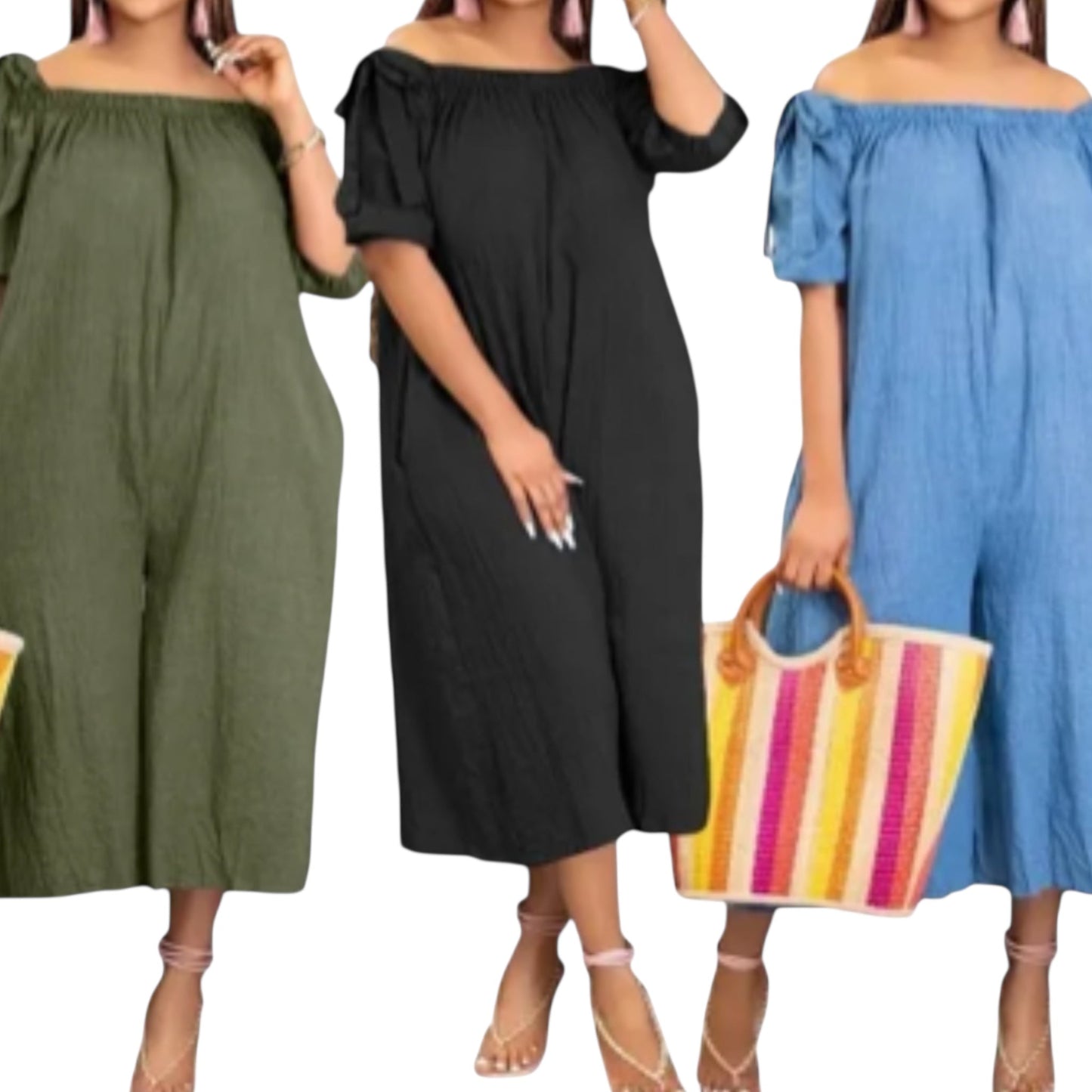 Loose Off Shoulder Casual Wide Leg Jumpsuit