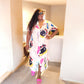 Allover Print Button Up Loose Fit Dress
