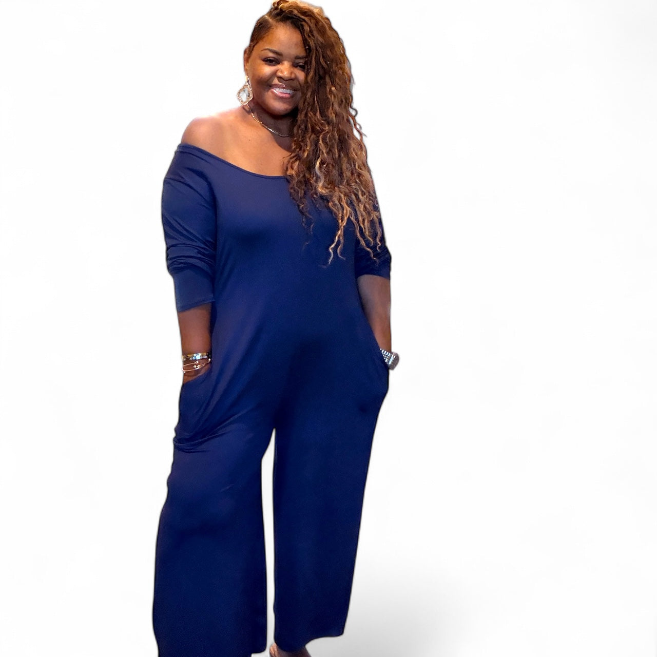 Low Shoulder Wideleg Jumpsuit