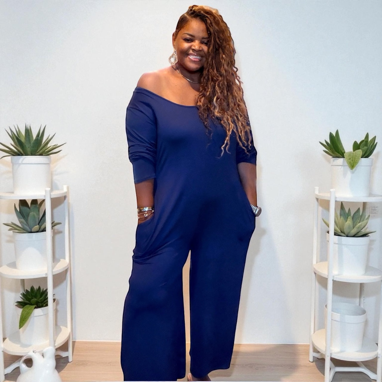 Low Shoulder Wideleg Jumpsuit