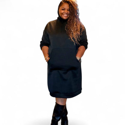 Black Sweatshirt Hoodie Dress