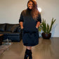 Black Sweatshirt Hoodie Dress
