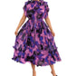 Purple Pleated Tiered Ruffled Maxi Dress
