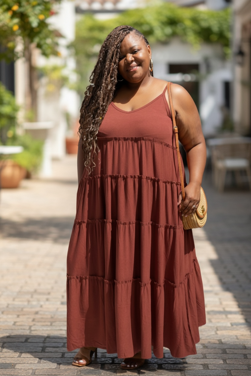 Spaghetti Strap Fit & Flare Maxi Dress