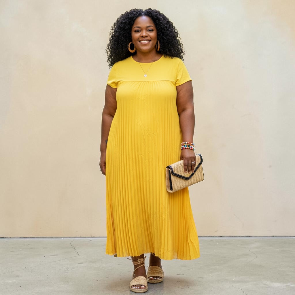 Elegant Pleated Maxi Dress