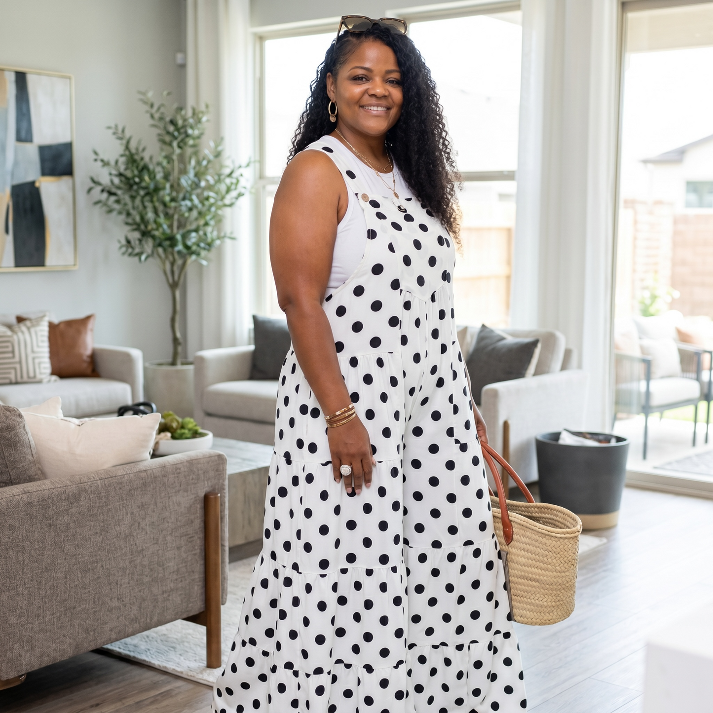 Polka Dot Wide Leg Jumpsuit