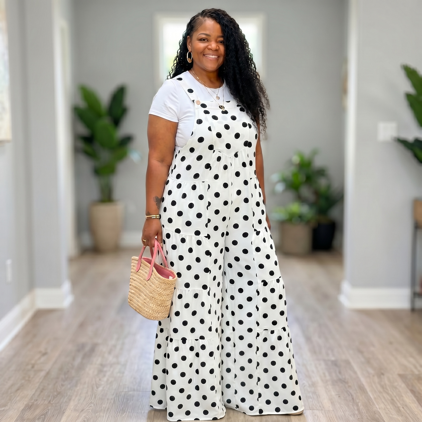 Polka Dot Wide Leg Jumpsuit