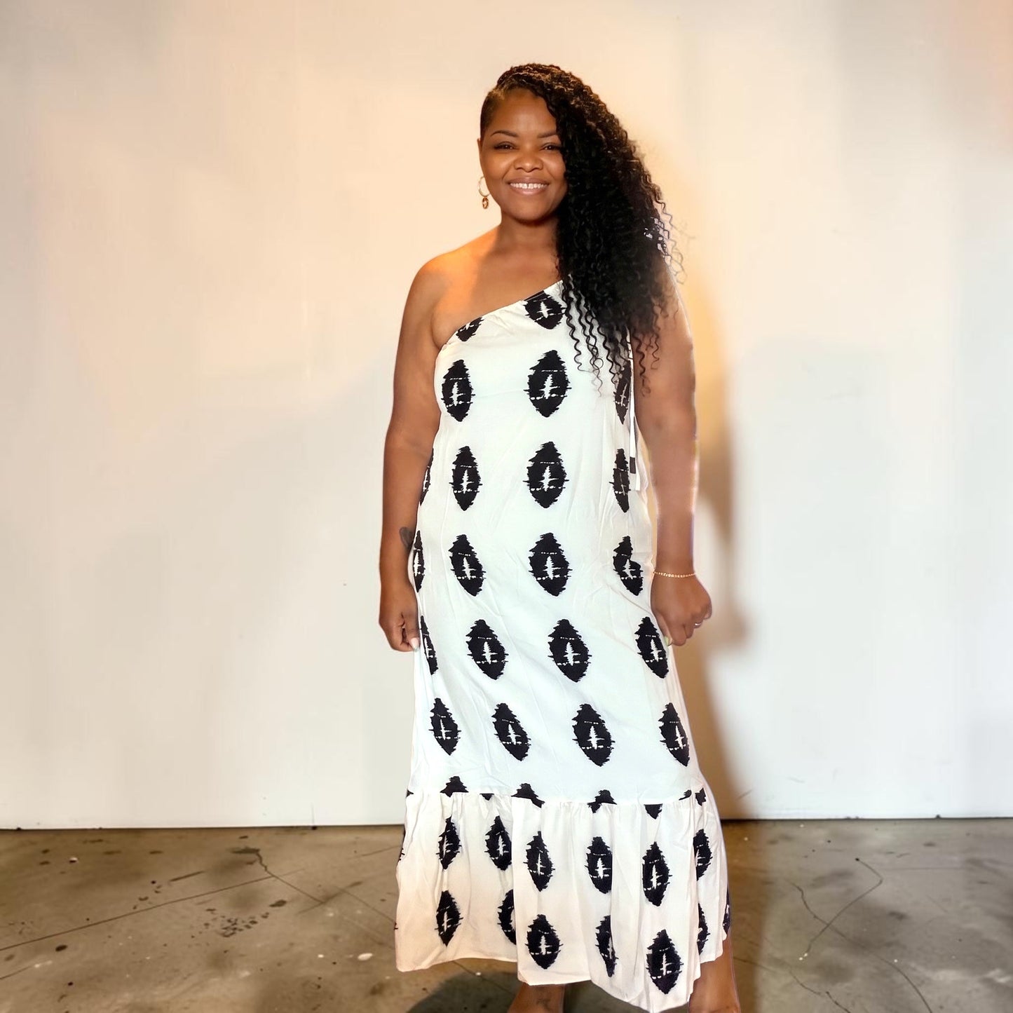 One-Shoulder Cream Cami Maxi Dress