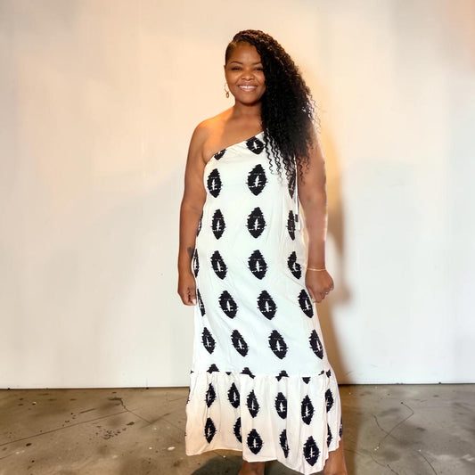One-Shoulder Cream Cami Maxi Dress
