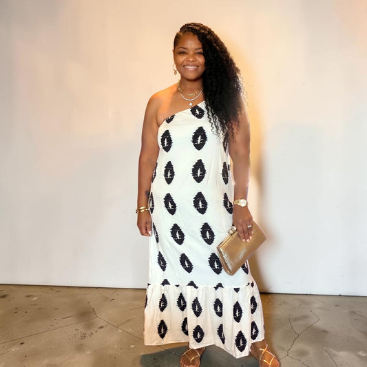 One-Shoulder Cream Cami Maxi Dress
