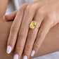 Sterling Silver Elongated Cushion Light Yellow CZ Cocktail Ring