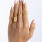 Sterling Silver Elongated Cushion Light Yellow CZ Cocktail Ring