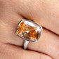 Sterling Silver Elongated Cushion Champagne CZ Cocktail Ring