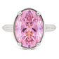 Sterling Silver Oval Cut Pink Sapphire CZ Cocktail Ring