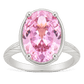 Sterling Silver Oval Cut Pink Sapphire CZ Cocktail Ring